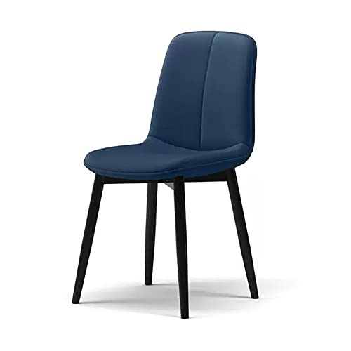 Moderne Esszimmerstühle aus schwarzem Kunstleder im Mid-Century-Stil mit gepolsterter Sitzfläche und Beinen aus Karbonstahl (2er-Set, blau) von generic