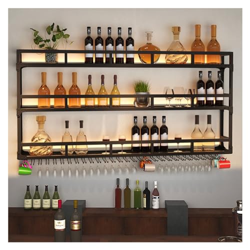 Modernes Wand-Weinregal, schwebend, Weinregal, Wandregal mit LED-Licht, Likörregal mit Weinglashalter, für die Dekoration Modernes Wand-Weinregal, schwebend, Weinregal, Wandregal mit LED-Licht, Likörregal mit Weinglashalter, für die Dekoration von generic