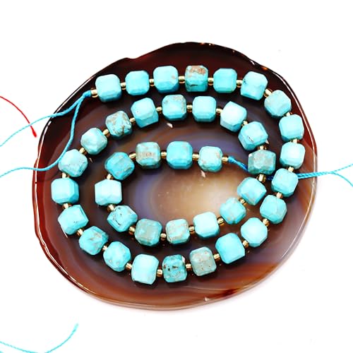 Natürliche facettierte Steinperlen zur Schmuckherstellung, verkauft pro Beutel, 5 Stränge im Würfel, blauer Howlith, Türkis, 6 mm Natürliche facettierte Steinperlen zur Schmuckherstellung, verkauft pro Beutel, 5 Stränge im Würfel, blauer Howlith, Türkis, 6 mm von generic