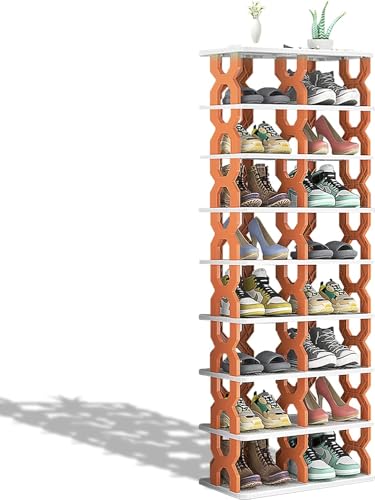 Orange Schuhregal, Mehrschichtiges Faltbar Schuhregal Schmal Schuhregal Platzsparende Schuhablage Hoch Schmal Platzsparend, Für Wohnzimmer, Eingangsbereich, Flur, Garderobe 7-Lagen (Orange,7 Lagen) von generic