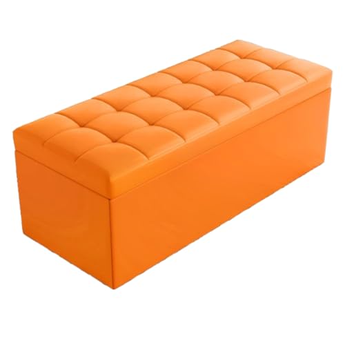 Ottomanische Sitzbank mit Stauraum rechteckige Schuhbank moderner extra großer Stauraum am Bettende mit Deckel für Flur Schlafzimmer Wohnzimmer (150 x 40 x 40 cm/Orange) von generic