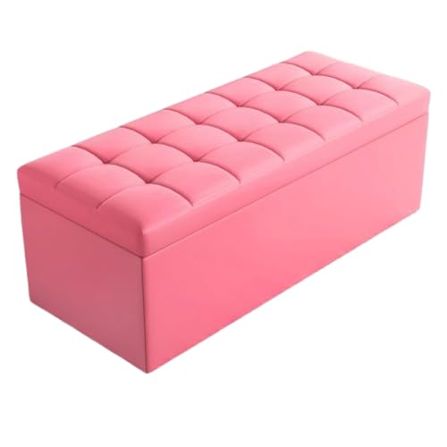 Ottomanische Sitzbank mit Stauraum rechteckige Schuhbank moderner extra großer Stauraum am Bettende mit Deckel für Flur Schlafzimmer Wohnzimmer (40 x 40 x 40 cm/Pink) von generic