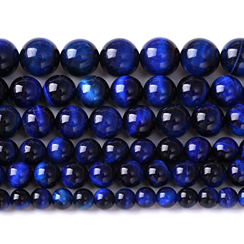 Perlen aus Naturstein, Lapislazuli, blaues Tigerauge, rund, lose Abstandsperlen für Schmuckherstellung, DIY, 8 mm, 48 Stück von generic