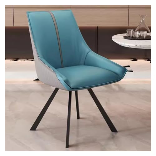 Professionelle Mid-Century Modern Esszimmerstühle aus blauem Leder mit Drehfunktion – Stilvolle Polsterstühle mit Metallbeinen für Küche, Esszimmer und Schminktisch von generic