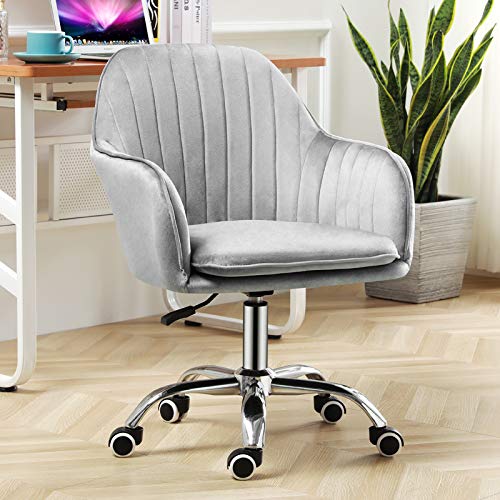 Professioneller Drehstuhl für Schreibtisch, Computerstuhl mit mittlerer Rückenlehne, ergonomischer Home-Office-Stuhl, Drehstuhl aus Samt mit Hebeverstellung, Schminkstuhl für das Home-Office von generic