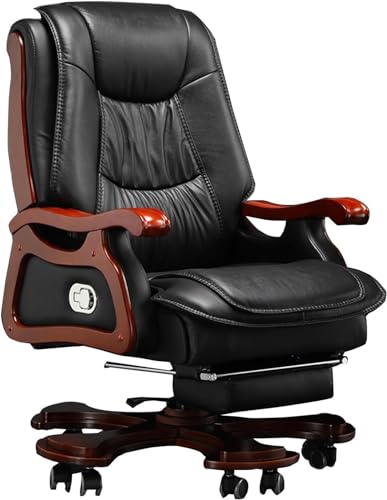 Professioneller ergonomischer Bürostuhl mit Verstellbarer Rückenlehne, einziehbarer Fußstütze und robusten Rollen, Schwarz von generic