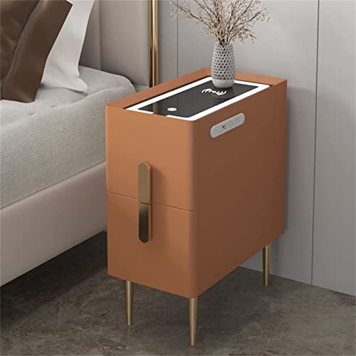 Schlanke Nachttische,moderner LED-Nachttisch mit USB-Ladeanschluss,2 Schubladen,kabelloses Laden,Orange,perfekt für Schlafzimmer und Wohnzimmer Schlanke Nachttische,moderner LED-Nachttisch mit USB-Ladeanschluss,2 Schubladen,kabelloses Laden,Orange,perfekt für Schlafzimmer und Wohnzimmer von generic