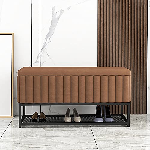 Schuhbank mit Mehreren Stauraum, Samt-Schuhbank mit Schuhregal aus Metall, moderner Organizer-Sitz für den Eingangsbereich (24 x 19 x 14 Zoll) von generic