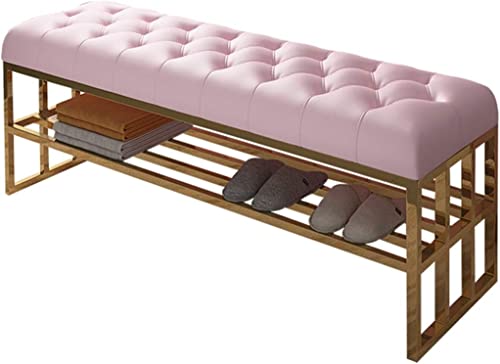 Schuhbank mit Mehreren Stauraum, Schuhbank aus Edelstahl mit moderner Ledersofa-Endbank für Eingangsbereich oder Schlafzimmer von generic