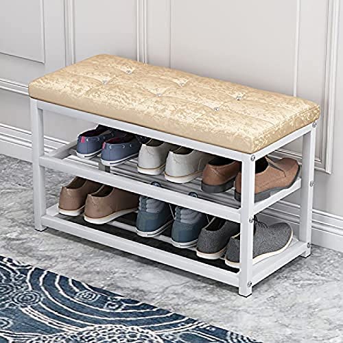 Schuhbank mit Mehreren Stauraum, Schuhbank für den EingangsbereichSchuhregal-Organizer mit Kunstleder, 90 x 45 x 30 cm von generic