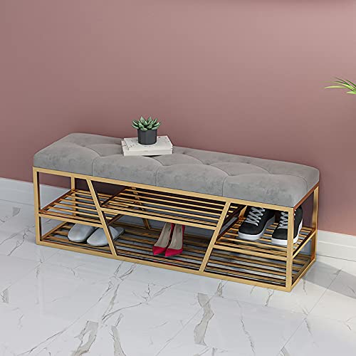 Schuhregalbank mit Mehreren Aufbewahrungsmöglichkeiten im Schuhbank-Stil mit 2-stufigem Schuhhocker, Schuhschrank mit Metallrahmen für den Eingangsbereich zu Hause von generic