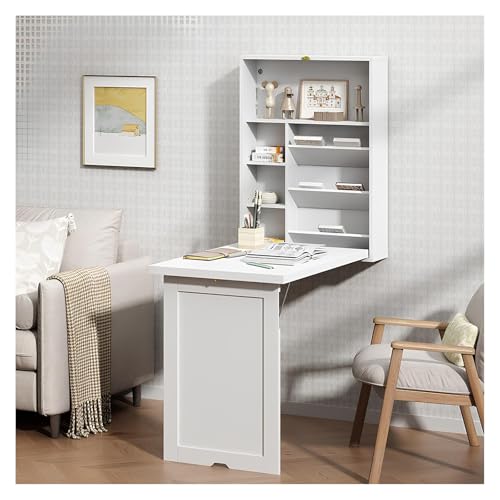 Schwebender Laptop-Schreibtisch, platzsparend, zur Wandmontage, mit Tafel, wandmontierter Tisch mit Ablagefach, Wandtisch für kleine Räume() von generic