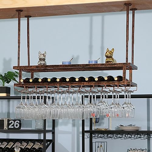 Weinglas-Weinflaschen-Präsentationsständer, hängende Champagnerkelch-Halter, Metall-Weingläser-Aufhänger 60 cm–200 cm, mehr Stauraum, platzsparend, Netzfach von generic
