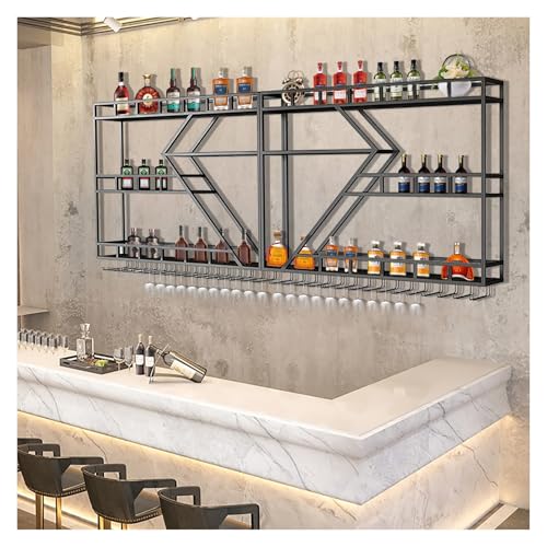 Weinregal aus Metall, Wandmontage, mit LED-Licht, Barregale für Spirituosenflaschen, Wandregal mit Glashalterung, großes Weinregal für B-Theke Weinregal aus Metall, Wandmontage, mit LED-Licht, Barregale für Spirituosenflaschen, Wandregal mit Glashalterung, großes Weinregal für B-Theke von generic