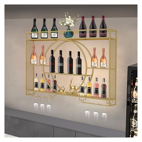Weinregal zur Wandmontage, für Alkoholflaschen, beleuchtet mit LED, hängendes Barregal mit Glashalterung, Weinaufbewahrung, Wandschränke Weinregal zur Wandmontage, für Alkoholflaschen, beleuchtet mit LED, hängendes Barregal mit Glashalterung, Weinaufbewahrung, Wandschränke von generic