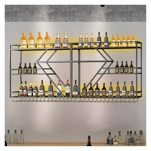 Weinregal zur Wandmontage mit LED, großer Weinglasständer mit 3 Ebenen, Weinflaschenregal mit Weinglashalter, schwimmende Bar-Likörregale, Wandregal für Weinregal zur Wandmontage mit LED, großer Weinglasständer mit 3 Ebenen, Weinflaschenregal mit Weinglashalter, schwimmende Bar-Likörregale, Wandregal für von generic