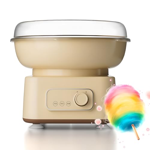Zuckerwattemaschine, Mini-vollautomatische Süßigkeitenmaschine, Drehknopfsteuerung mit One-Touch-Start für Geburtstage, Zu Hause, Partys Und Zusammenkünfte Yellow von generic