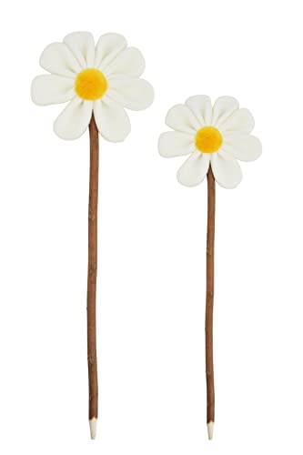 2er Set Stecker Gänseblümchen | Blumenstecker Blume | Holz mit Stoff | 32-39 cm von generich