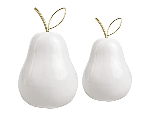 generich 2er Set Birne weiß mit goldenem Stil | Dekoobjekt Figur Dekofigur Obst | 13-16 cm generich 2er Set Birne weiß mit goldenem Stil | Dekoobjekt Figur Dekofigur Obst | 13-16 cm von generich