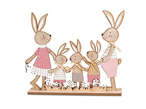 generich Aufsteller Hasenfamilie | Osterhase mit Kindern | Holz rosa | Dekofigur | Ostern | 26 cm von generich