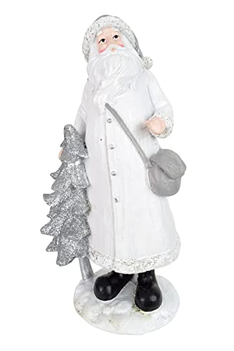 generich Dekofigur Weihnachtsmann | Figur Santa Weihnachtsfigur | weiß Silber | 24 cm von generich