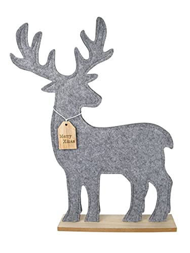 generich Großer Aufsteller Filz Hirsch grau | Dekofigur Figur | Winter Weihnachten | 40,5 cm von generich