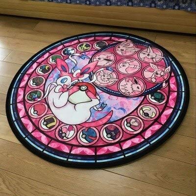 Generies Niedlicher Anime Manga Teppich Wohnzimmer Türmatte rutschfeste Kissen Runde Fußmatte (Durchmesser 160 cm, Pokemon 7) von generies