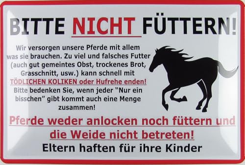 Blechschild 20x30cm gewölbt Bitte nicht füttern Warnschild Pferde Hinweis Deko Geschenk Schild von generisch