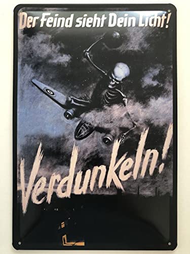 Blechschild 20x30cm gewölbt Der Feind Sieht Dein Licht Verdunkeln Historisch Deko Geschenk Schild von generisch