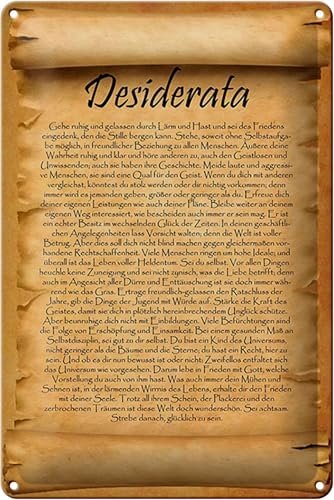 Blechschild 20x30cm gewölbt Desiderata Gedicht deutsch Deko Geschenk Schild Blechschild 20x30cm gewölbt Desiderata Gedicht deutsch Deko Geschenk Schild von generisch