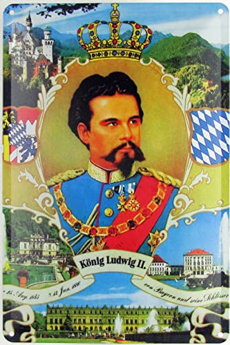 Blechschild 20x30cm gewölbt König Ludwig II von Bayern Schlösser Deko Geschenk Schild von Favoreal
