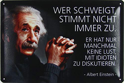 Blechschild 20x30cm gewölbt Wer schweigt stimmt Nicht Immer zu Zitat Einstein Deko Geschenk Schild von generisch