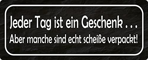 Blechschild 27x10cm gewölbt Jeder Tag ist ein Geschenk Sprüche Deko Geschenk Schild von sufe