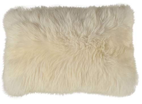 Lammfell Kissenbezug Fell Kissen Creme Weiss 40 x 60 cm aus schwedischem echtes Lammfell Schaffell Kissen von generisch