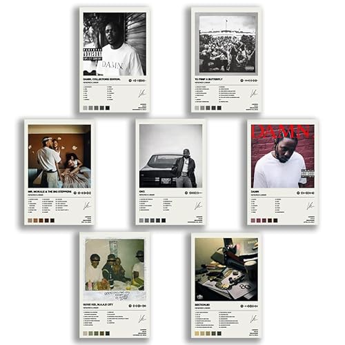 Kendrick Poster Lamar Album Cover Limited Edition Posters (Set of 7) Unframed 8inch X 12inch(20 X 30cm) Room Aesthetic Scannable Song Code Music Posters von generisch