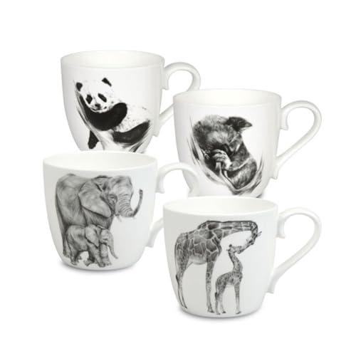 Könitz Porzellan Bone China Becher Set 4 teilig Amazing Animals 450 ml, wunderschönes Kaffeebecher Set, tolle Geschenkidee von generisch