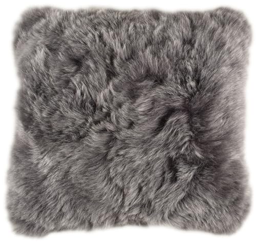 generisch Lammfell Kissenbezug grau aus echtem Island Lammfell mit kurzen Wolle Schaffell Kissen von generisch