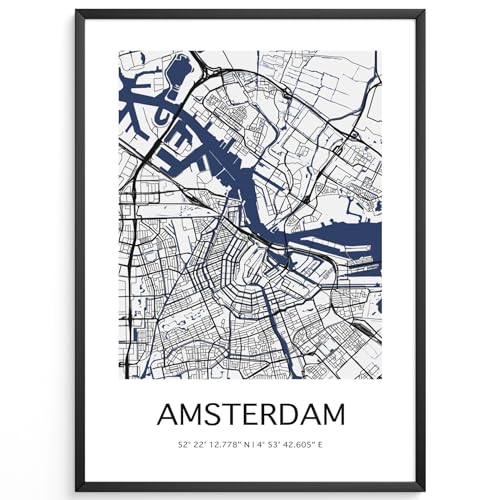 MJ-Graphics - Stadtkarte-Poster Amsterdam - Bild mit schöner Karte & Koordinaten | Wandbild Din A4 in Galerie Qualität mit extra dickem 300g Posterpapier - FineArt Kunstdruck ohne Bilderrahmen MJ-Graphics - Stadtkarte-Poster Amsterdam - Bild mit schöner Karte & Koordinaten | Wandbild Din A4 in Galerie Qualität mit extra dickem 300g Posterpapier - FineArt Kunstdruck ohne Bilderrahmen von generisch