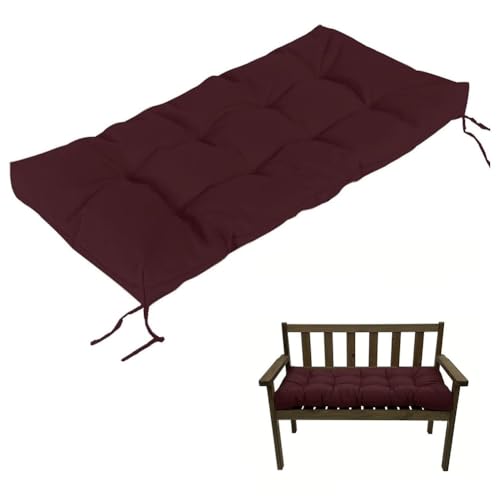 Wasserfest Bankkissen Bankauflage Stuhlkissen Für Outdoor Drinnen, 8cm Rutschfeste Gartenbankauflage Sitzkissen Bank Sitzauflage Bankpolster Schaukel Für Terrasse Fensterbank(Dark red,200x40cm) von generisch