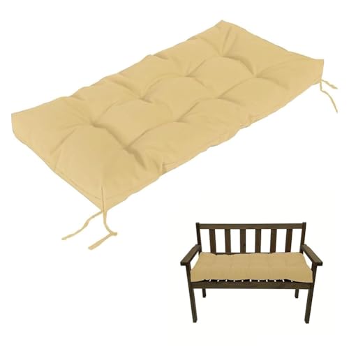 Wasserfest Bankkissen Bankauflage Stuhlkissen Für Outdoor Drinnen, 8cm Rutschfeste Gartenbankauflage Sitzkissen Bank Sitzauflage Bankpolster Schaukel Für Terrasse Fensterbank(Light yellow,50x50cm) von generisch