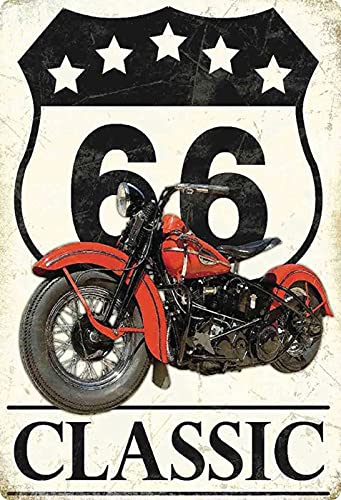 Blechschild 20x30cm gewölbt Classic Route 66 Motorrad USA Deko Geschenk Schild von Generisch