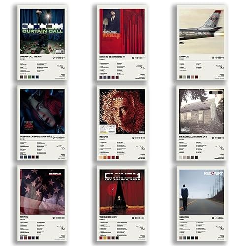 generisch Eminem Album Cover Limited Edition Posters (Set of 9) Unframed 8inch X 12inch(20 X 30cm) Room Aesthetic Scannable Song Code Music Posters von generisch