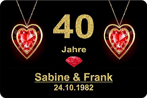 generisch Fußmatte Rubinhochzeit Jubiläum 40 Jahre Geschenk Rubin Hochzeit Kränzen Schild personalisiert Wunsch-Namen generisch Fußmatte Rubinhochzeit Jubiläum 40 Jahre Geschenk Rubin Hochzeit Kränzen Schild personalisiert Wunsch-Namen von generisch
