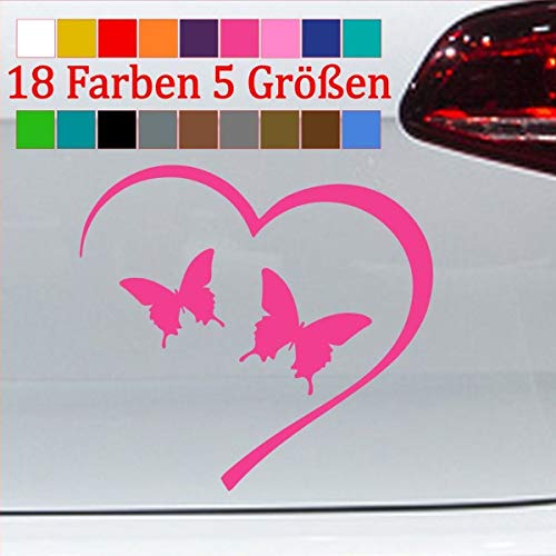 generisch Herz Schmetterling Aufkleber Sticker Butterfly Falter Liebe Tattoo JDM 41-Pink 13x12cm von generisch