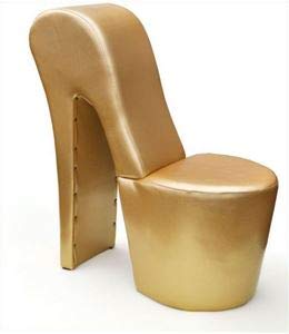 generisch High Heel Schuhsessel 42x99x79cm Stuhl Designersessel mit Nieten (Gold) von generisch