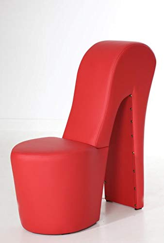 generisch High Heel Schuhsessel 42x99x79cm Stuhl Designersessel mit Nieten (rot) von generisch