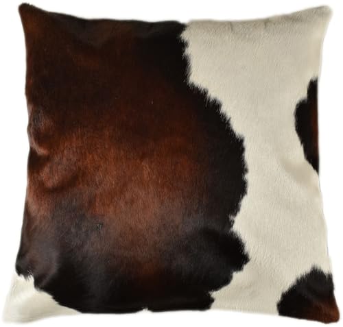 generisch KUHFELL KISSENHÜLLE BRAUN Weiss Tricolor 50 x 50 cm DEKO Kissen BEIDE Seiten AUS ECHTEM KUHFELL von generisch