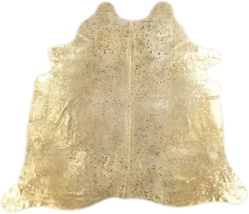 generisch Kuhfell Stierfell Teppich Grau Gold Devore ca. 210 x 180 cm Kuhfell Metallic Effekt von generisch