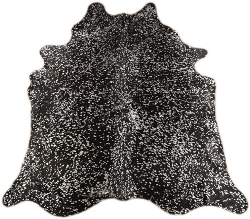 generisch Kuhfell Stierfell Teppich schwarz mit Silber Prägung ca. 220 x 190 cm aus Brasilien Kuhfell Silber Sprenkel von generisch