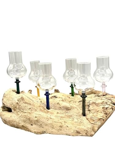 generisch Mundgeblasenes 6er Set 4cl Schnapsgläser mit buntem Stiel ohne Fuß von generisch